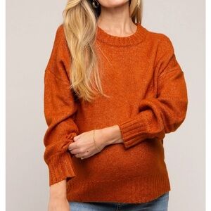 PinkBlush Rust Ribbed Cuff Maternity Sweater